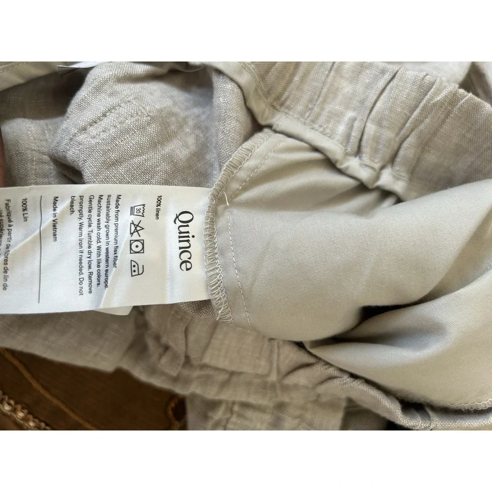 NWT Quince Flax 100% Linen Pants Elastic Waist PullOn Beach Casual Minimalist XL